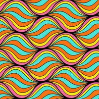 Seamless waves pattern in trendy bright colors. Geometric striped ornament with many lines vector