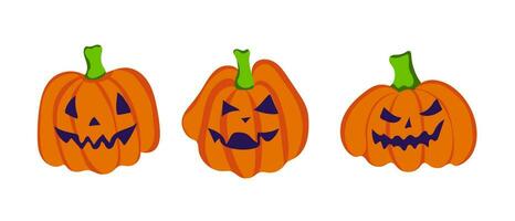 Set of Halloween pumpkins. Hand drawn doodle design element for poster, banner, t shirt, card, flyer, invitation vector