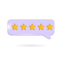 5 star in speech bubble. Quality, customer rating, feedback or achievement concept vector