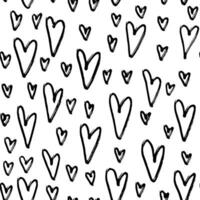 Seamless pattern with abstract hearts. Hand drawn ink print for fabric, textiles, wrapping paper vector