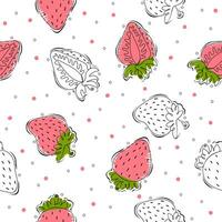 Strawberry seamless pattern. Fruits and berries vector