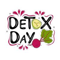 Detox diet text with cucumber slice and beet vector