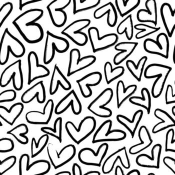 Seamless pattern with abstract hearts. Hand drawn ink print for fabric, textiles, wrapping paper vector