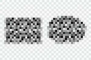 Set Censor pixel mosaic bar, simple gray blur censure frame on transparent background. Vector illustration