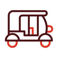 Rickshaw Vector Thick Line Two Color Icons For Personal And Commercial Use.