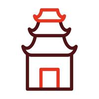 Temple Vector Thick Line Two Color Icons For Personal And Commercial Use.