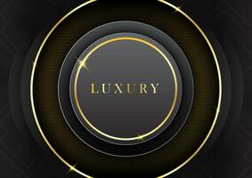 Luxury elegant design with shiny gold circle element on dark black background. Vector design template for website, poster, brochure, presentation template