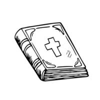 Holy Bible in doodle style. Isolated vector sketch. Easter concept