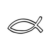 Christian fish symbol. Vector doodle isolated on white background