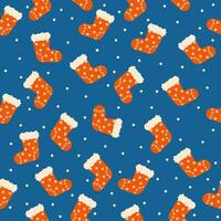 Winter socks seamless. Christmas pattern for wrapping paper and new year fabrics and linens and festive accessories and kids clothes print vector