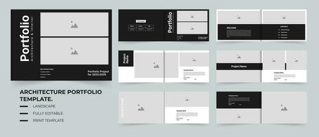 Wide portfolio architectural portfolio booklet layout template design vector