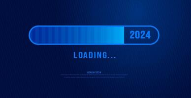 2024 loading bar Progress digital technology dark blue background. happy new year 2024 loading bar. Start goal plan and strategy.  2023 to 2024 loading business web banner. vector illustration.