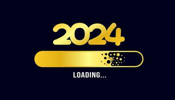 2024 loading bar Progress digital technology golden color background. happy new year 2024 loading bar. Start goal plan and strategy.  2023 to 2024 loading business web banner. vector illustration.