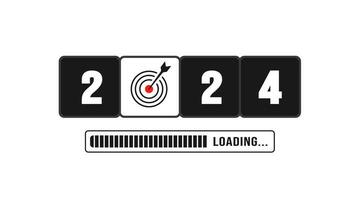 2024 goal sign loading bar Progress digital technology black color background. happy new year 2024 loading bar. Start goal plan and strategy.  2023 to 2024 loading business web banner. vector