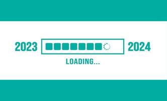 2024 loading bar Progress digital technology colorful background. happy new year 2024 loading bar. Start goal plan and strategy.  2023 to 2024 loading business web banner. vector illustration.