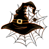 Witch's hat with cobweb and spider black. png