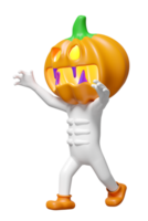 3d Víspera de Todos los Santos fiesta fiesta con calabaza cabeza hombre aislado. 3d hacer ilustración png