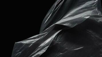 Wrinkled plastic wrap texture on a black background. AI generated photo