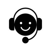 Call center operator vector glyph icon, Happy operator symbol. Hotline service support in headseat. Assistant, callback Help center flat pictogram vector illustration design on white background EPS 10