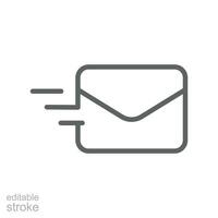 enviar mensaje línea icono. enviando un mensaje con sobre logo para entregar correo símbolo, enviar carta. contorno estilo para sitio web aplicación editable carrera vector ilustración. diseño en blanco antecedentes eps 10