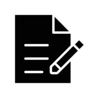 sign in glyph icon. Report like paperwork logo. Assess or paycheck. Legal doc signing, Exam, Test symbol pictogram can be used for app website. Vector illustration. Design on white background. EPS 10