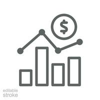 Monetary line icon.  Up and down financial business bar analytics. Economic fund. Bank, economics, currency, and commerce. sales forecasting vector illustration design on white background EPS 10