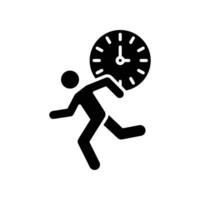 Late for work or meeting solid icon. running businessman working late. Race against time to work logo for web and business mobile app. Vector illustration. design on white background. EPS 10