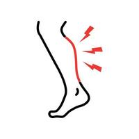 Shin hurts thin line icon. Body pain concept, Shin pain sign. eg injured in shin area icon in outline style for mobile concept and web design  vector illustration design on white background. EPS 10