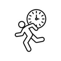 Late for work or meeting line icon. running businessman working late. Race against time to work logo for web and business mobile app. Vector illustration. design on white backgroundnya. EPS 10