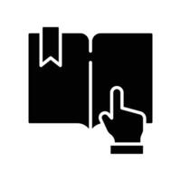 Book click vector glyph icon, Click on online book symbol. open study and reading literature with hand pointer. solid pictogram Vector illustration design on white bakcground. EPS 10