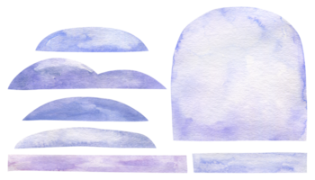 aguarela Nevado colinas clipart, isolado elementos para criada desenhos, paisagens, natureza cartões png