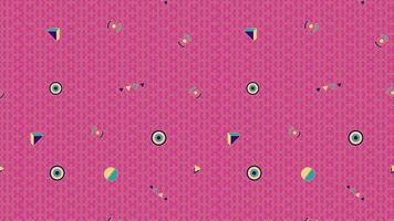 a pink background with colorful circles and triangles video