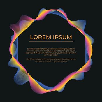 gradient color wavy lines frame vector