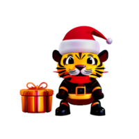 tiger hatt santa ai generativ png