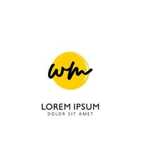 WM Initial Handwriting Circle Brush Template Design vector