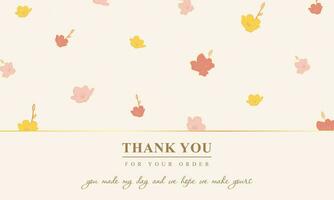 greeting card, thank you card with cute colorful flowers pattern, aesthetic concept theme for your small business or other project, editable and printable vector