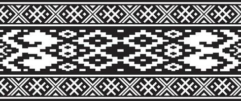 Vector  monochrome seamless Belarusian national ornament. Ethnic endless black border, Slavic peoples frame