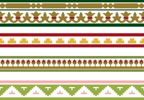 Vector set of colored seamless classic byzantine ornament. Endless border, Ancient Greece, Eastern Roman Empire frame. Decoration of the Russian Orthodox Church