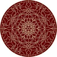 Vector classic colored round ornament. Red pattern in a circle. Drawing of Greece and Ancient Rome. Flower drawing