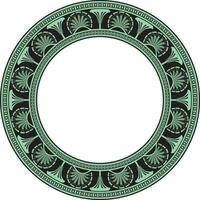 Vector green seamless round Egyptian ornament. Infinite circle, ring, border, Ancient Egypt frame