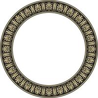 Vector gold and black round classical Greek ornament. European ornament. Border, frame, circle, ring Ancient Greece, Roman Empire..
