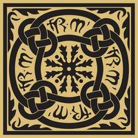 Vector gold square classic european national ornament. Ethnic pattern of the Romanesque peoples. Tiles of ancient greece, roman empire