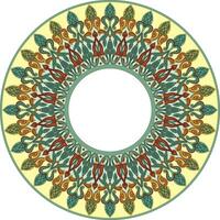 Vector colored round oriental ornament. Arabic patterned circle of Iran, Iraq, Turkey, Syria. Persian frame, border