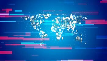 resumen punteado mundo mapa y neón falla líneas ciencia ficción antecedentes vector