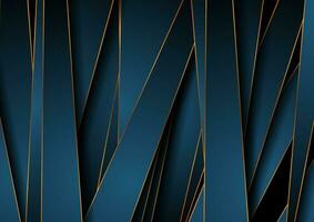 Dark blue and golden abstract tech geometric background vector