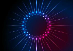 Blue purple neon glowing star rays abstract background vector