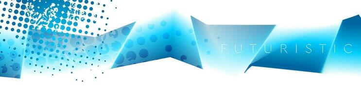 Blue and white abstract glossy geometric banner vector