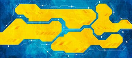 Blue yellow grunge hi-tech abstract background vector