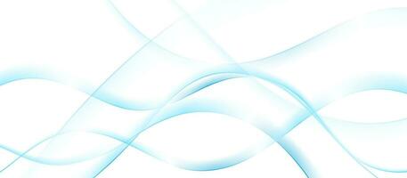 Blue and white shiny glossy flowing waves abstract background vector