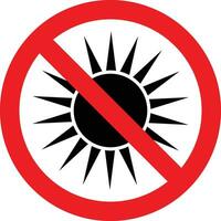 No sun sign vector isolated on white background . Sun prohibition sign